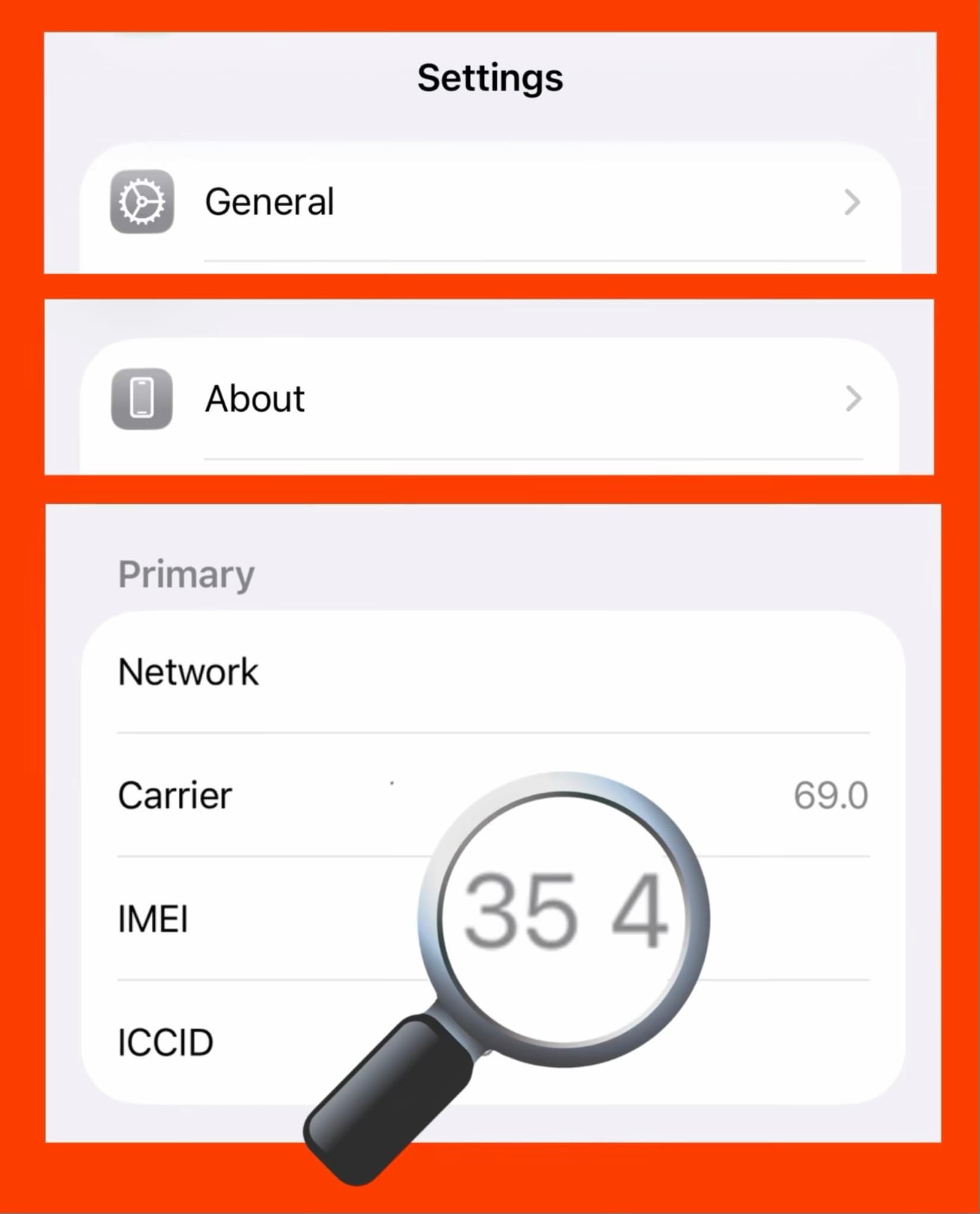 iPhone Settings About example